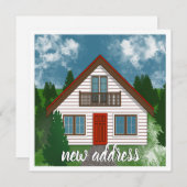 Nieuw adres | Witte Landhuis Rode Deurtekening Aankondiging (Voorkant / Achterkant)