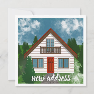 Nieuw adres   Witte Landhuis Rode Deurtekening Aankondiging