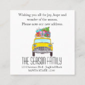 Nieuw adres Yellow Cab met kerstcadeaus Vierkante Visitekaartje (Achterkant)