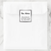 Nieuw adres zilver wit zwart bewegende aankondigin vierkante sticker (Tas)