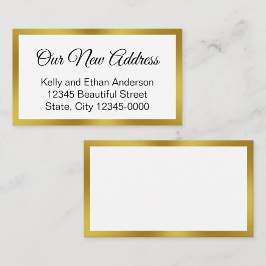 Nieuw adres zwart wit goud bewegende aankondiging (Voorkant / Achterkant)