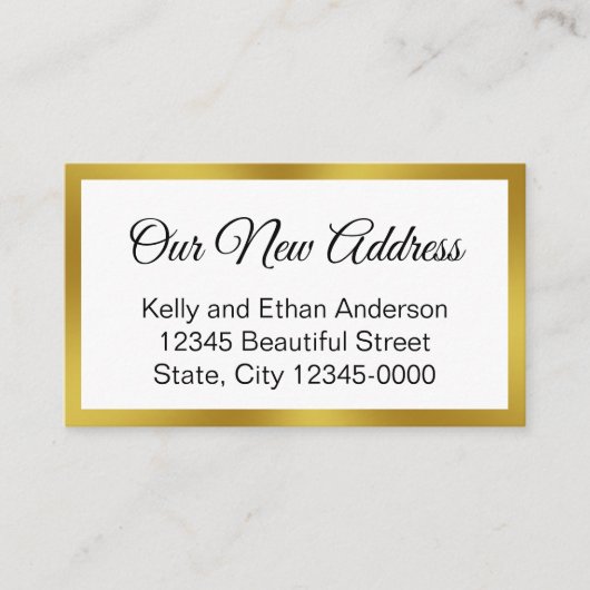 Nieuw adres zwart wit goud bewegende aankondiging (Voorkant)