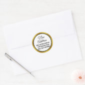 Nieuw adres Zwart Wit Goud Elegant Script Moving Ronde Sticker (Envelop)