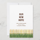 Nieuw adreskaartje met piketomheining en tuin aankondiging (Voorkant)
