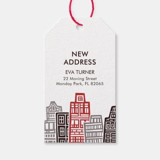 Nieuw Adreslabel met Red & Black Buildings Cadeaulabel (Voorkant)
