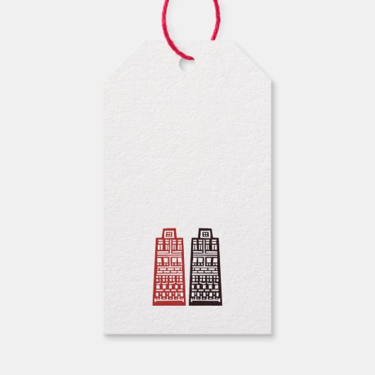 Nieuw Adreslabel met Red & Black Buildings Cadeaulabel (Achterkant)