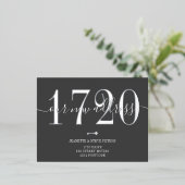 Nieuw adresnummer grijs zilverscript verplaatsen folie uitnodiging briefkaart (Staand Voorkant)