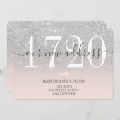 Nieuw adresnummer zilverglitterscript verplaatsen aankondiging (Voorkant / Achterkant)