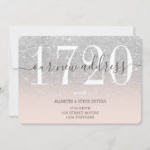 Nieuw adresnummer zilverglitterscript verplaatsen aankondiging (Voorkant)