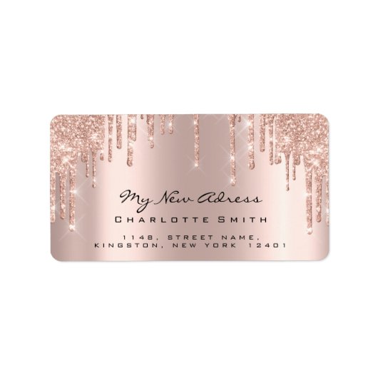 Nieuw Adress Bridal Roos Blush Sparkly Glitter RSV Etiket (Voorkant)