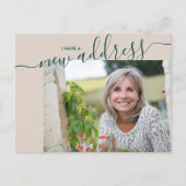 Nieuw adresscript elegante foto verplaatsen aankondigingskaart (Voorkant)