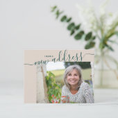 Nieuw adresscript elegante foto verplaatsen aankondigingskaart (Staand voorkant)