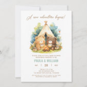 Nieuw Adventure Happy Couple Baby shower Invite Kaart (Voorkant)