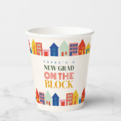 nieuw Afstudeerder op de block graduation party Papieren Bekers (Voorkant)