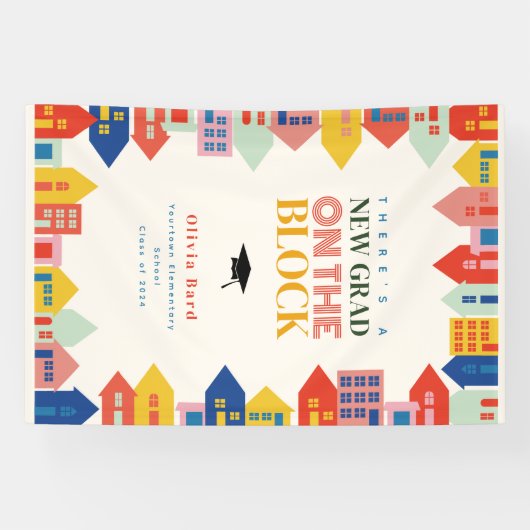 Nieuw Afstudeerder op het blok Kinder Afstuderen a Spandoek (Horizontaal)