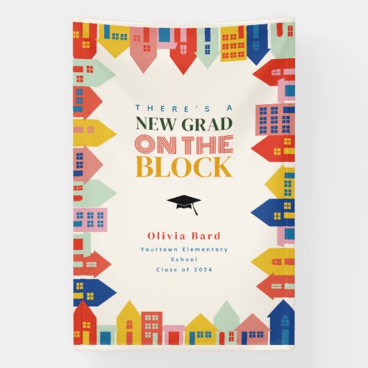 Nieuw Afstudeerder op het blok Kinder Afstuderen a Spandoek (Verticaal)