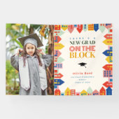 Nieuw Afstudeerder op het blok Kinder Afstuderen F Spandoek (Horizontaal)