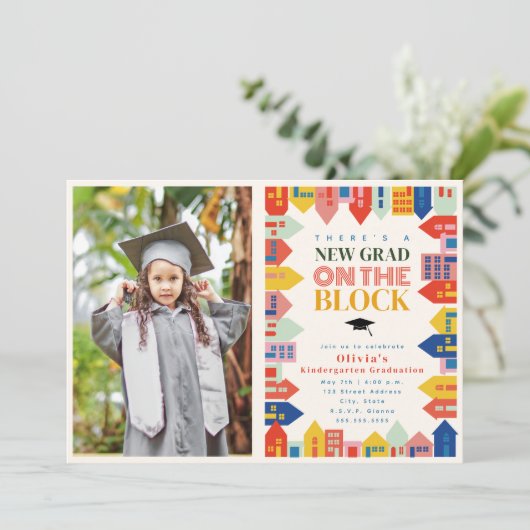 Nieuw Afstudeerder op het blok Kinder Afstuderen Kaart (Staand voorkant)