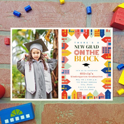 Nieuw Afstudeerder op het blok Kinder Afstuderen Kaart