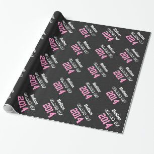 NIEUW AFSTUDEERDER van 2014 of een jaar zwart roze Cadeaupapier