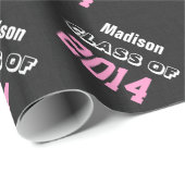 NIEUW AFSTUDEERDER van 2014 of een jaar zwart roze Cadeaupapier (Rol Hoek)