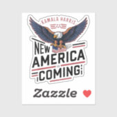 Nieuw-Amerika komt Kamala Harris 2024 President Sticker (Vel)