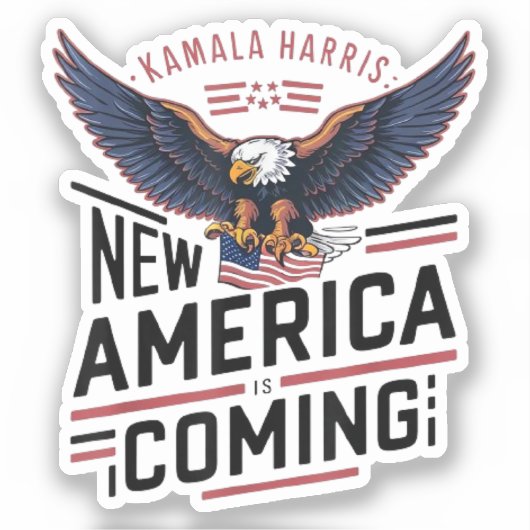 Nieuw-Amerika komt Kamala Harris 2024 President Sticker (Voorkant)
