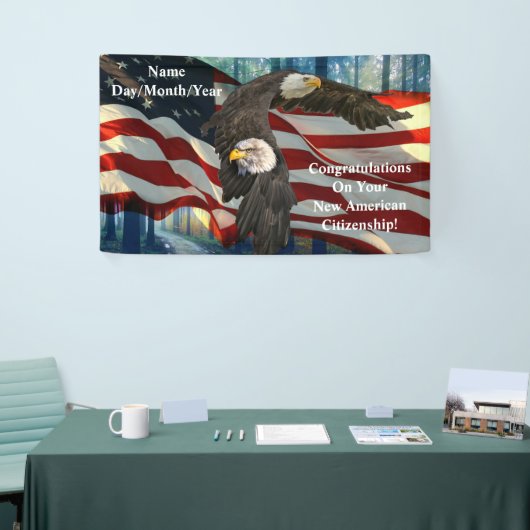 Nieuw Amerikaans staatsburgerschap gefeliciteerd Spandoek (Beurs)