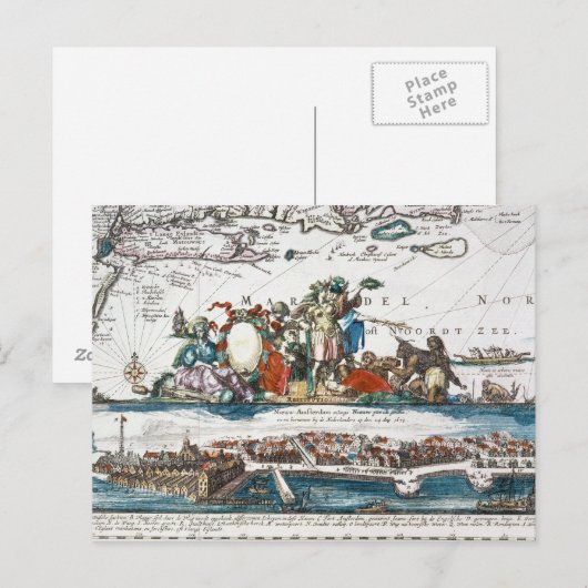 NIEUW AMSTERDAM, 1673 BRIEFKAART (Voorkant / Achterkant)