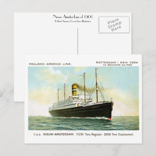 Nieuw Amsterdam van 1906 Briefkaart (Voorkant / Achterkant)