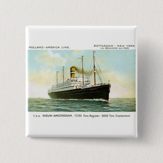 Nieuw Amsterdam van 1906 Vierkante Button 5,1 Cm (Voorkant)