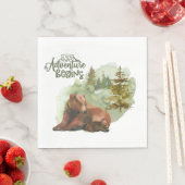 Nieuw Avontuur Begint Typografie Rustieke Beren Servet (Insitu)