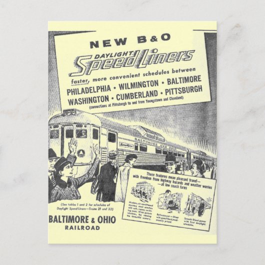 Nieuw B&O Budd Gebouwd Daglicht Speedliners Briefkaart (Voorkant)