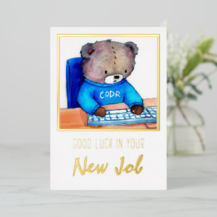 Nieuw Baan Veel Succes Felicitatiekaart Folie Uitnodiging