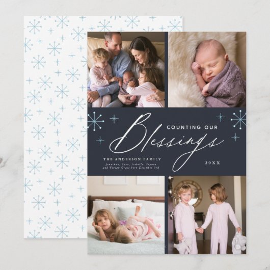 Nieuw baby 4 met kerstmis feestdagenkaart (Voorkant / Achterkant)