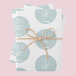 Nieuw Baby Blue Green Modern Elegant Inpakpapier Vel