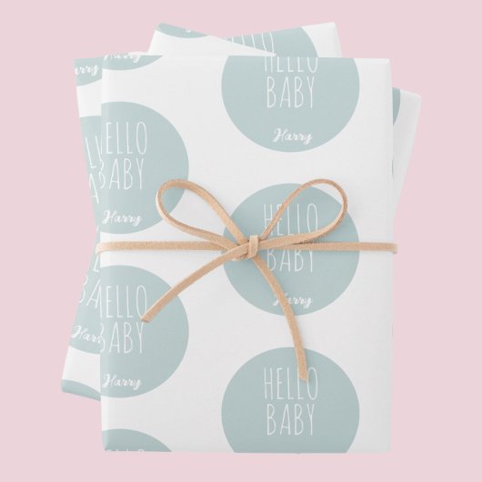 Nieuw Baby Blue Green Modern Elegant Inpakpapier Vel