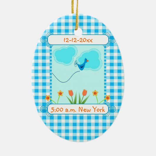Nieuw Baby Boy Blue Vichi Ornament (Achterkant)