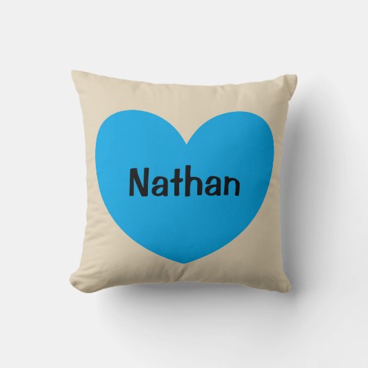 Nieuw Baby Boy Gepersonaliseerd Blauw Hart met Naa Kussen (Voorkant)