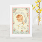 Nieuw Baby Girl Roses Rosary Katholiek Kaart (Gele Bloem)