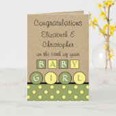 Nieuw Baby Meisje grote liefde rustiek groen geel Kaart (Gele Bloem)