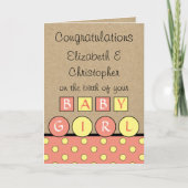 Nieuw Baby Meisje grote liefde rustiek koraal geel Kaart (Voorkant)