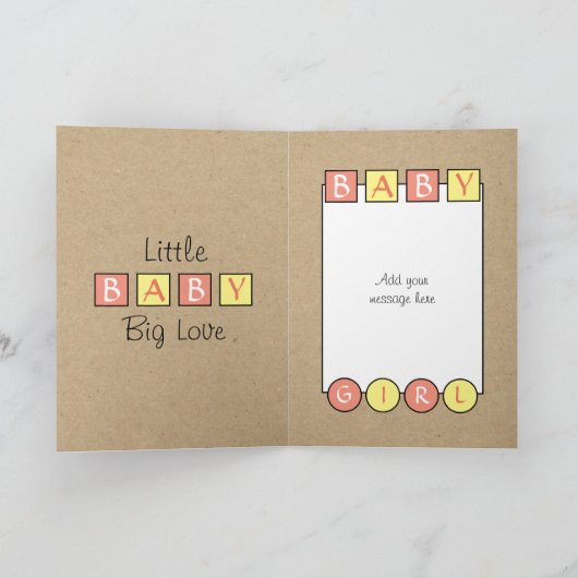 Nieuw Baby Meisje grote liefde rustiek koraal geel Kaart (Binnen)