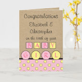 Nieuw Baby Meisje grote liefde rustiek roze geel Kaart (Gele Bloem)