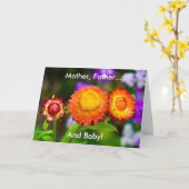 Nieuw Baby: Moeder, Vader, Baby Kaart (Gele Bloem)