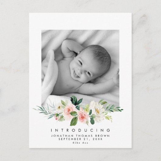Nieuw Baby Neutral Bloemfoto briefkaart (Voorkant)