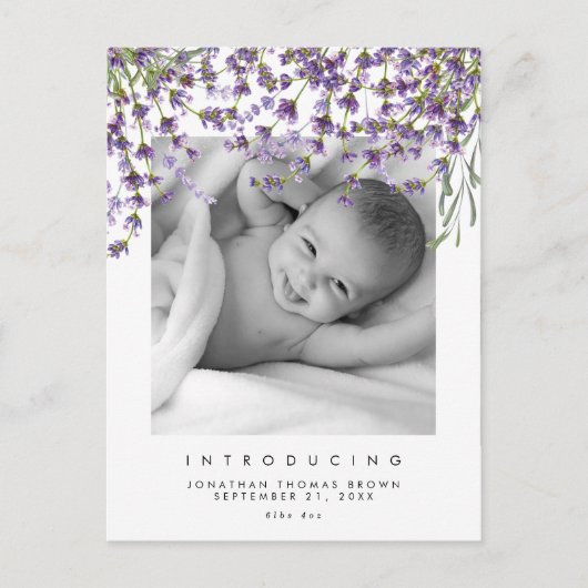 Nieuw Baby Neutral Lavender Photo briefkaart (Voorkant)