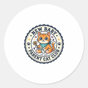 Nieuw Baby Ouder Kat Kat Moeder Cadeau Idee - Nieu Ronde Sticker