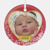 Nieuw Baby Photo Keepomwille Snowy Red Glas Ornament (Voorkant)