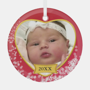 Nieuw Baby Photo Keepomwille Snowy Red Glas Ornament